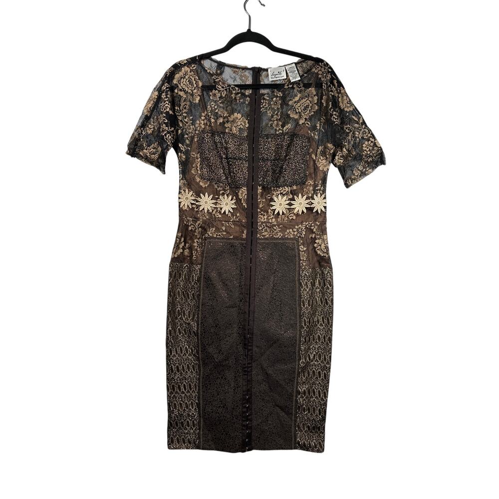 Bequile by Byron Lars Anthropologie Marguerite Sheath Dress Brown Sz 10